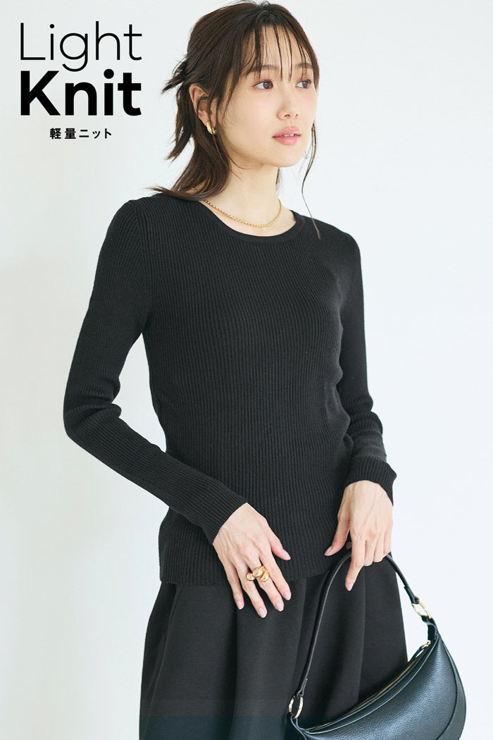 軽量ニット クルーネックラウンドヘム レディース メール便不可【西山