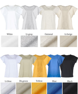 T 卹女式短袖美國棉剪裁和縫製圓領法式袖 100% 棉重棉郵寄可用 23ss