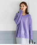 Fluffy Yak Style Knit Crew Neck Top Ladies Knit Sweater Yak Style Crew Neck Side Slit No Mail Delivery