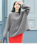 Fluffy Yak Style Pullover Women's Fluffy Knit Fluffy Sweater Boat Neck Rib Plain Long Sleeve Long Sleeve No Mail Delivery 22aw coca