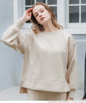 Cover power 120%! Firmness Cardboard Pullover Women's Sweat Cardboard Side Slit Front and Back Difference No Mail Delivery 23ss