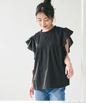 Blouse Ladies Pintuck Pullover Frill Lace Gather Round Neck 100% Cotton Back Button Long Sleeve Plain Mail Available 23ss coca Coca