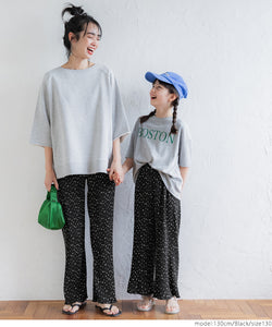 Kids 100-140 pleated pants dot polka dot willow straight long length wrinkle feeling waist rubber girl parent and child matching children's clothes mail delivery available coca coca