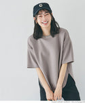 Cut and Sewn Women's Short Sleeve Sweat T-shirt Side Slit New Sense Corrugated Cardboard Tops Half Sleeves Short Sleeve No Mail Delivery 23ss