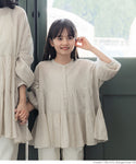 Kids 100-140 Children's clothing blouse tiered gauze sheer balloon sleeve cotton sheer feeling long sleeve girl mail delivery possible parent and child matching coca