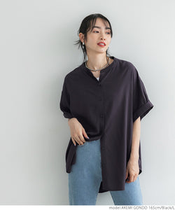 Blouse Women's Rayon Skipper Sleeve Gather Front Opening Haori Shirt Front Button Plain Thin Short Sleeve Beautiful Mail Delivery Available 23ss coca coca