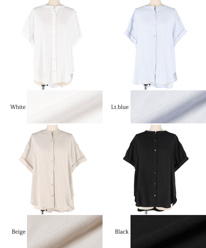 Blouse Women's Rayon Skipper Sleeve Gather Front Opening Haori Shirt Front Button Plain Thin Short Sleeve Beautiful Mail Delivery Available 23ss coca coca