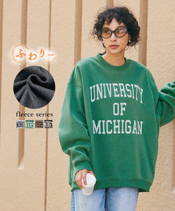 Fluffy Oversize Logo Sweatshirt Women's Lightweight Fleece Long Sleeve Fleece Lined Sweatshirt College Logo No Mail Delivery 22aw