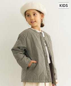 [Kids 100-130] Children's clothing, quilted coat, quilted, no-collar, A-line, boa, long-sleeved, plain, unisex, parent-child matching, no mail delivery