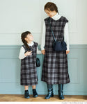 Sale ★ 2690 yen → 990 yen Kids' 100-130 Children's clothes One-piece key-neck one-piece Wool touch check pattern Layered girls Parent-child matching No mail delivery