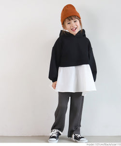 Sale ★ 2490 yen → 1690 yen Kids 100-140 Hoodie Fleece lining Faux layered hoodie Docking Layered style Girls Parent and child matching Children's clothes No mail delivery coca