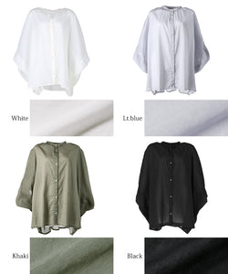 Blouse ladies' poncho blouse gathered sheer cotton haori loose front opening sheer thin plain cotton 100 no mail delivery 23ss coca coca