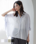 Blouse ladies' poncho blouse gathered sheer cotton haori loose front opening sheer thin plain cotton 100 no mail delivery 23ss coca coca