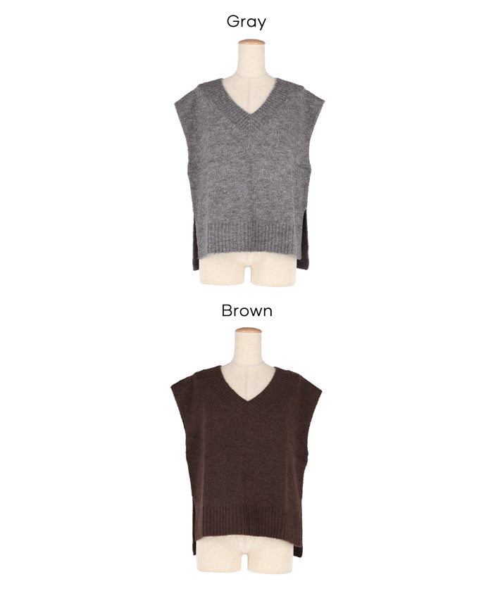 セール☆1990円→990円 ヤク風Vネックニットベスト レディース メール