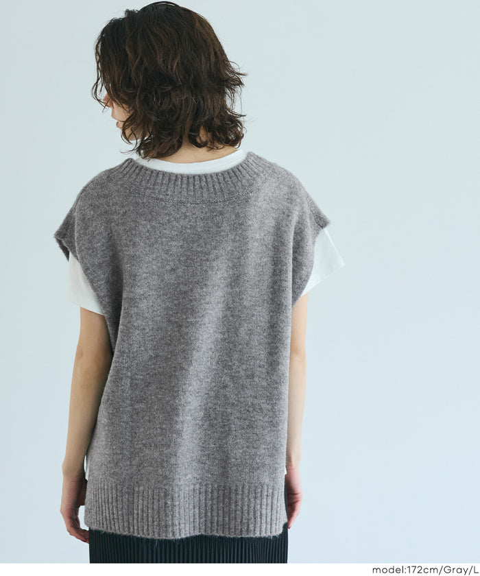 セール☆1990円→990円 ヤク風Vネックニットベスト レディース メール