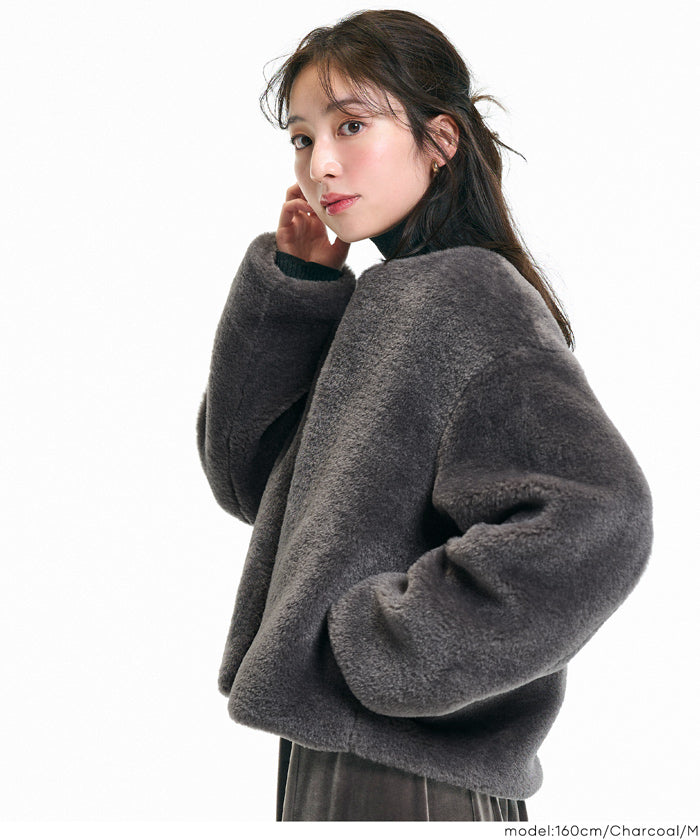 セール☆3990円→1990円 フェイクファーノーカラーブルゾン