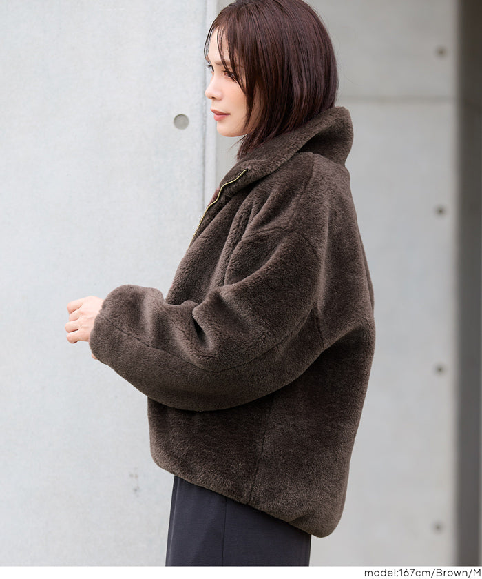 セール☆4990円→3990円 フェイクファースタンドカラーブルゾン