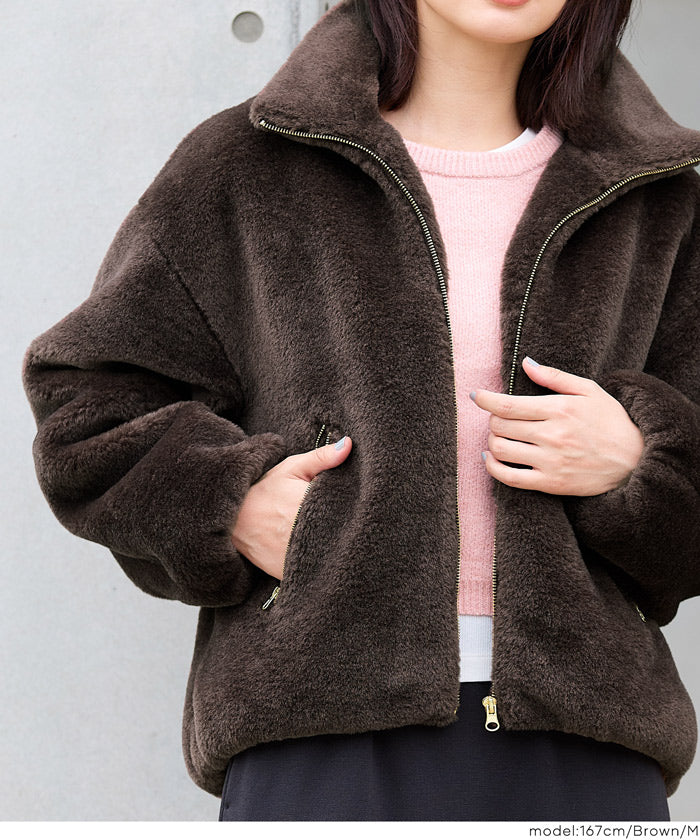 セール☆4990円→3990円 フェイクファースタンドカラーブルゾン