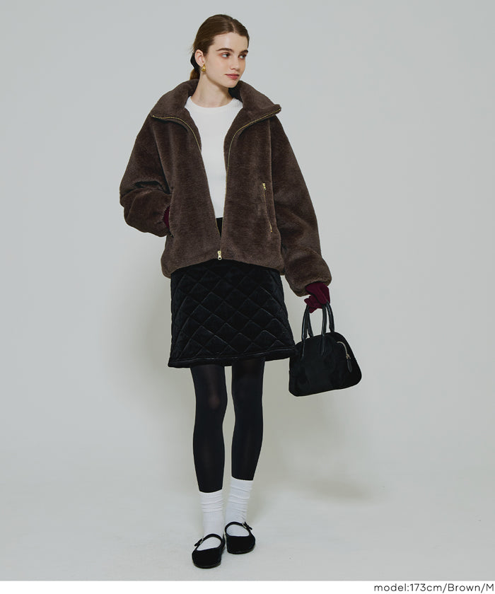 セール☆4990円→3990円 フェイクファースタンドカラーブルゾン