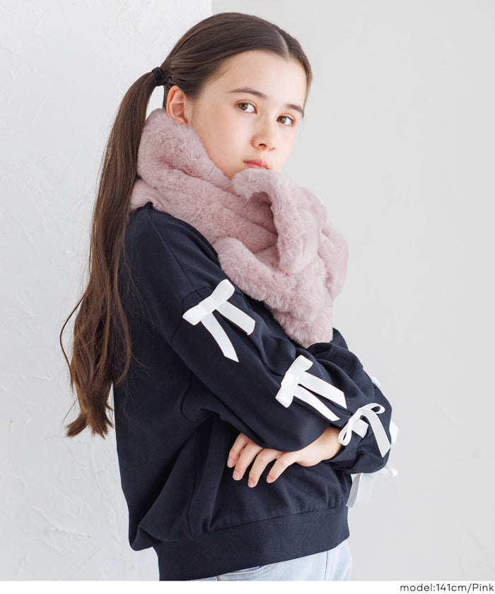 WEB限定セール☆1290円→990円 フェイクファーリボンティペット キッズ