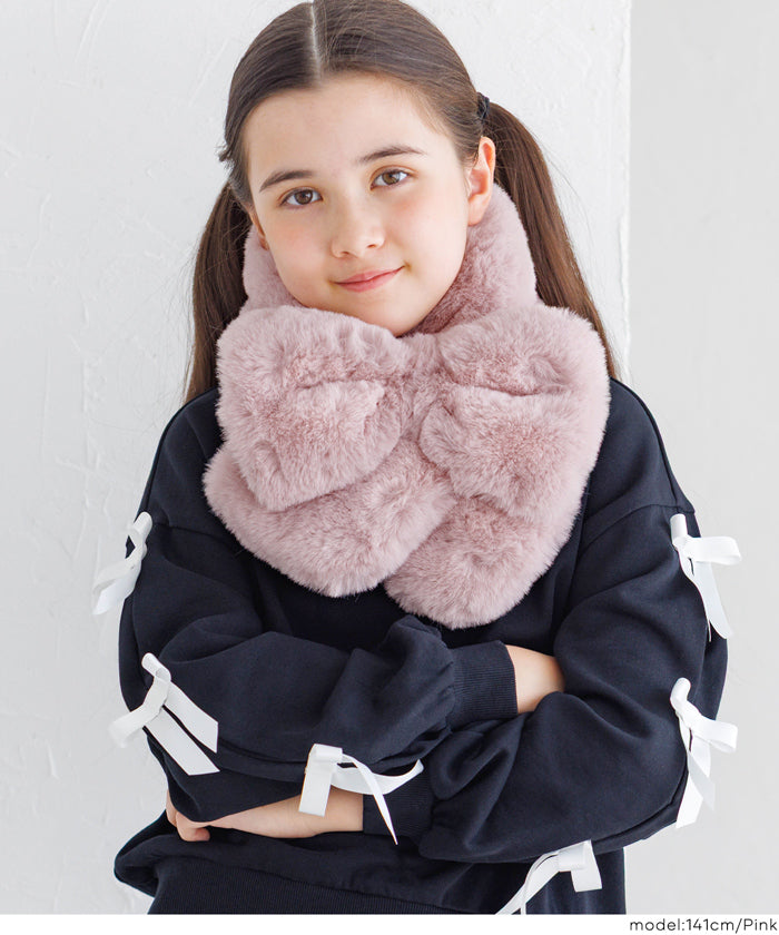 WEB限定セール☆1290円→990円 フェイクファーリボンティペット キッズ