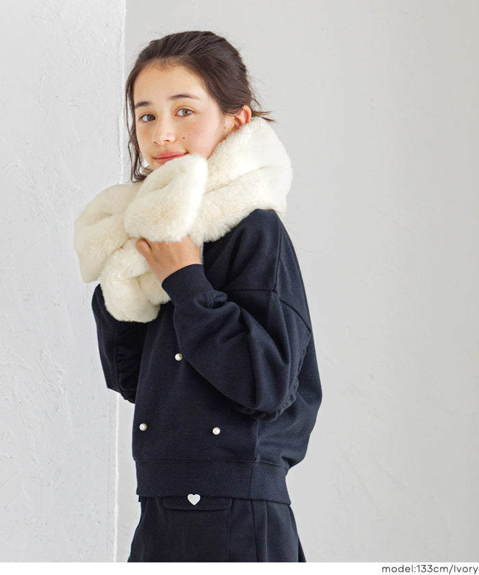 WEB限定セール☆1290円→990円 フェイクファーリボンティペット キッズ