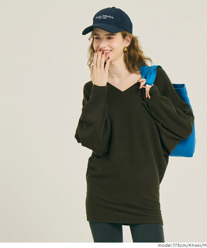 セール☆2490円→990円Vネックニットチュニック レディース メール便可
