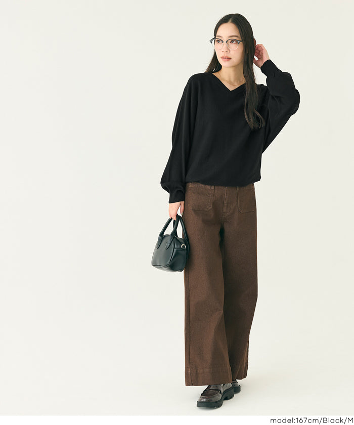 セール☆2490円→1490円 Vネックニットチュニック レディース メール便