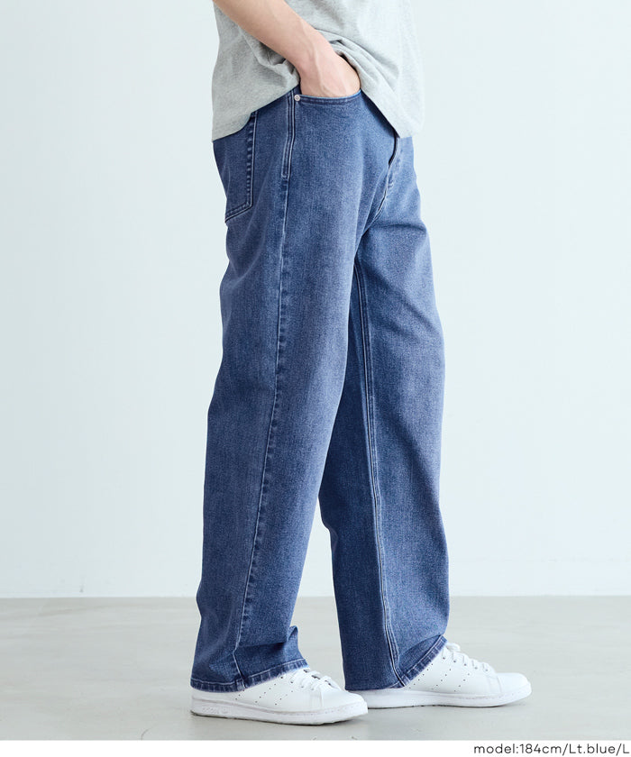 ストレッチデニム5ポケットストレートパンツ メンズ メール便不可