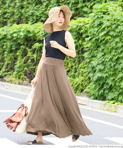 [Free shipping/mail delivery available] Flare long skirt coca original (maxi skirt plain border long