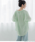 Gauze shirt Lady's blouse gauze cotton 100% cotton translucency see-through sheer material front opening long sleeves plain thin mail delivery possible 23ss coca coca