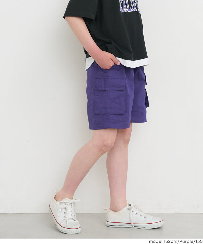 【新品タグ付】MADISONBLUE カーゴショートパンツ 紫 XS セール ☆1290円→990円 コットンカーゴショートパンツ キッズ メール