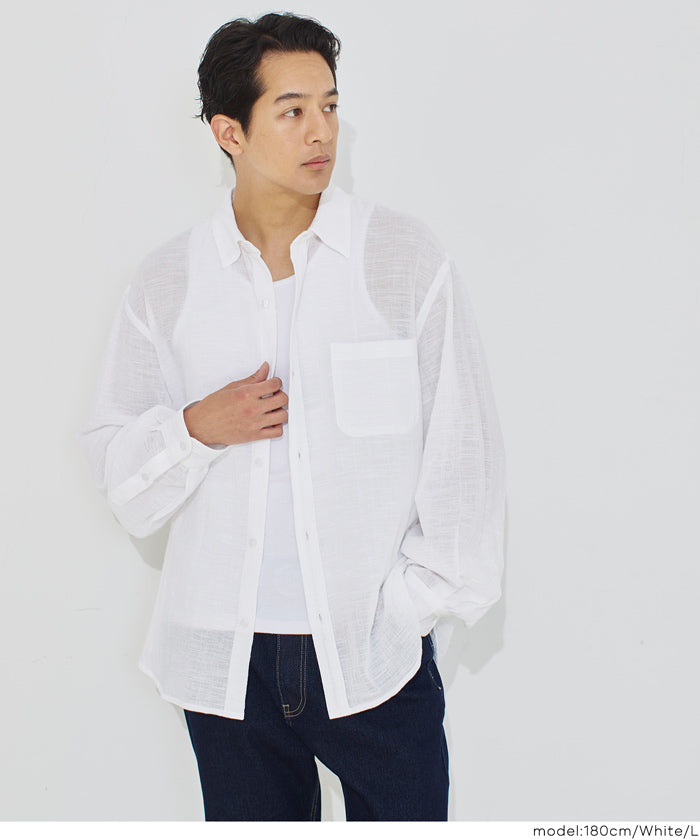 セール☆2690円→1490円 スラブガーゼシャツ メンズ レディース メール