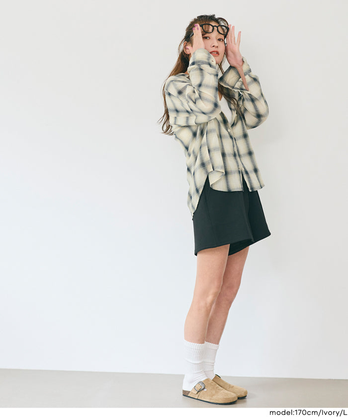 チェックガーゼシャツ レディース メール便不可 【西山茉希様着用