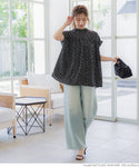 Sleeve frill blouse ladies deformation dot French sleeve flare stand collar gathered A line mail delivery available coca