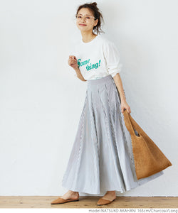 Long skirt ladies flare skirt striped A line waist rubber gusset skirt no mail delivery 23ss coca coca