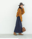Sale 2490 yen → 1690 yen Skirt ladies' corduroy long length stretch slit pocket plain fabric no mail delivery 22aw coca coca