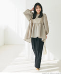 Blouse ladies elegant embossed embossed elegant pullover puff sleeve square neck A-line flare long sleeves no mail delivery 23ss coca coca