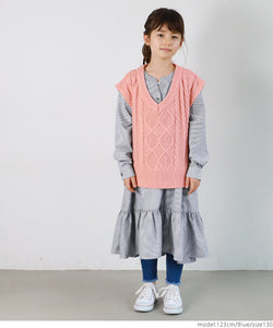 Sale ★ 2290 yen → 1690 yen Kids 100-140 One-piece Stripe Tiered Gather Fishtail Flare Girls Parent-child matching Children's clothing No mail delivery