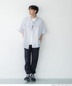 セール☆2990円→2490円 シャツ メンズ 刺繍シャツ ストライプ