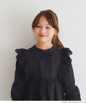 Kids 100-140 blouse tunic tiered blouse lace 100% cotton long-sleeve gathered plain girl parent and child matching children's clothes mail delivery not possible 23ss coca coca