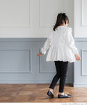 Kids 100-140 blouse tunic tiered blouse lace 100% cotton long-sleeve gathered plain girl parent and child matching children's clothes mail delivery not possible 23ss coca coca