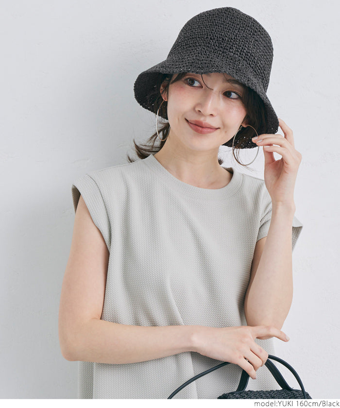 Hat Women's Straw Hat Bakeha Foldable Wired Wide Brim Breathable Paper Hat Plain No Mail Delivery 23ss coca Coca