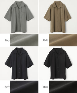 Shirt, Men's, Open Collar Shirt, 4-Way Stretch, Short Sleeve, Plain, Firmness, Open Collar Shirt, Simple, Loose, Front Opening, No Mail Delivery, 23ss coca Coca