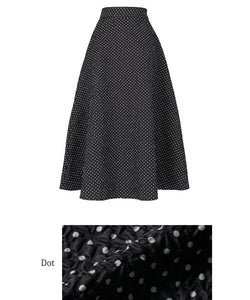 Skirt ladies elegant embossed embossed dot pattern flared skirt A line pocket back zipper long length no mail delivery 23ss coca coca