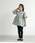 Kids 100-140 blouse square neck classy embossed voluminous sleeve elastic cuffs flared girls matching parent and child children's clothes no mail delivery coca
