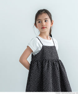 Kids 100-140 cami dress elegant embossed embossed flare dot plain adjuster girl parent and child matching children's clothes no mail delivery coca coca