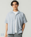 Shirt Men's Striped Casual Shirt Front Opening Haori Front Button Short Sleeve Harness Chest Pocket Whole Pattern No Mail Delivery 23ss coca Coca