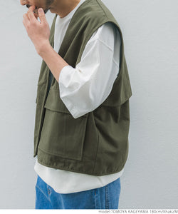 Jacket Men's Best Jacket Canvas Fabric Pocket Fastener Haori Casual Plain Layered No Mail Delivery 23ss coca Coca