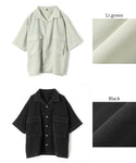 Shirt men's stitch double pocket front button front opening wide collar drop shoulder plain short sleeves mail delivery impossibility 23ss coca coca